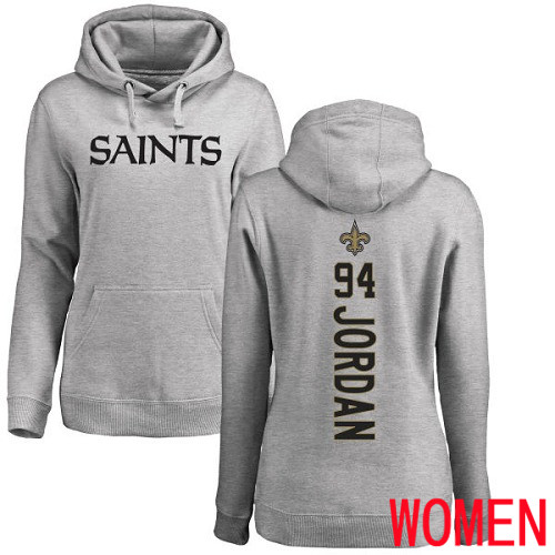 New Orleans Saints Ash Women Cameron Jordan Backer NFL Football #94 Pullover Hoodie Sweatshirts